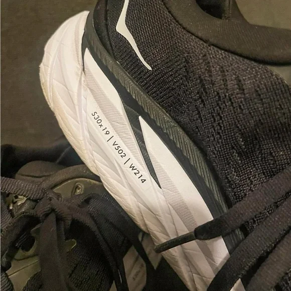 Hoka One One Black and White Athletic Shoes with Maximalist Cushioning - Picture 5 of 11